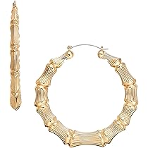 Amazon.com: RED By Kiss Gold Plated Glam Bamboo Round Hoop